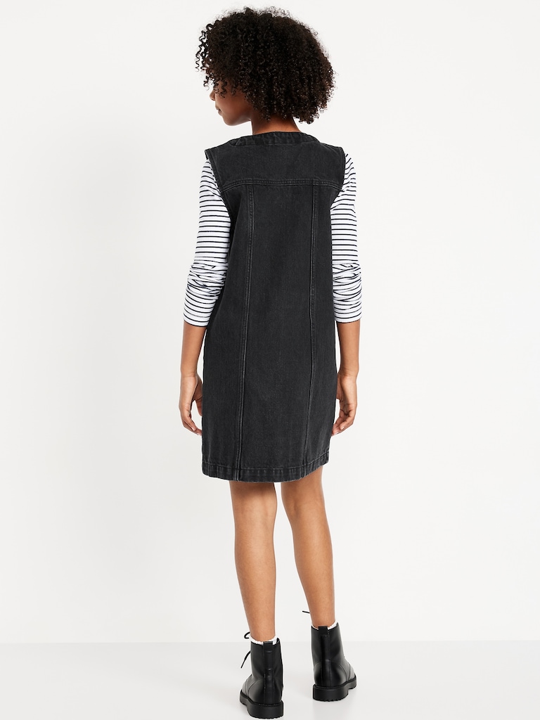 Sleeveless Pocket Jean Dress for Girls
