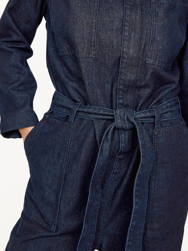 Long-Sleeve Denim Jumpsuit