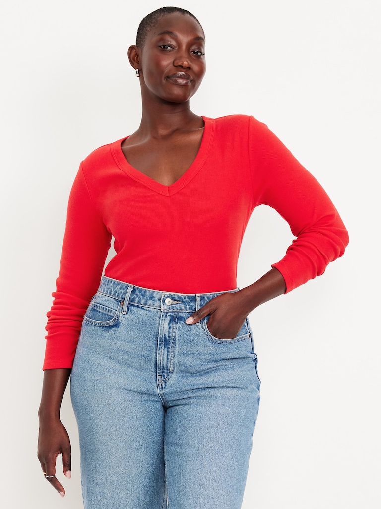 Cozy Snug Long-Sleeve V-Neck T-Shirt