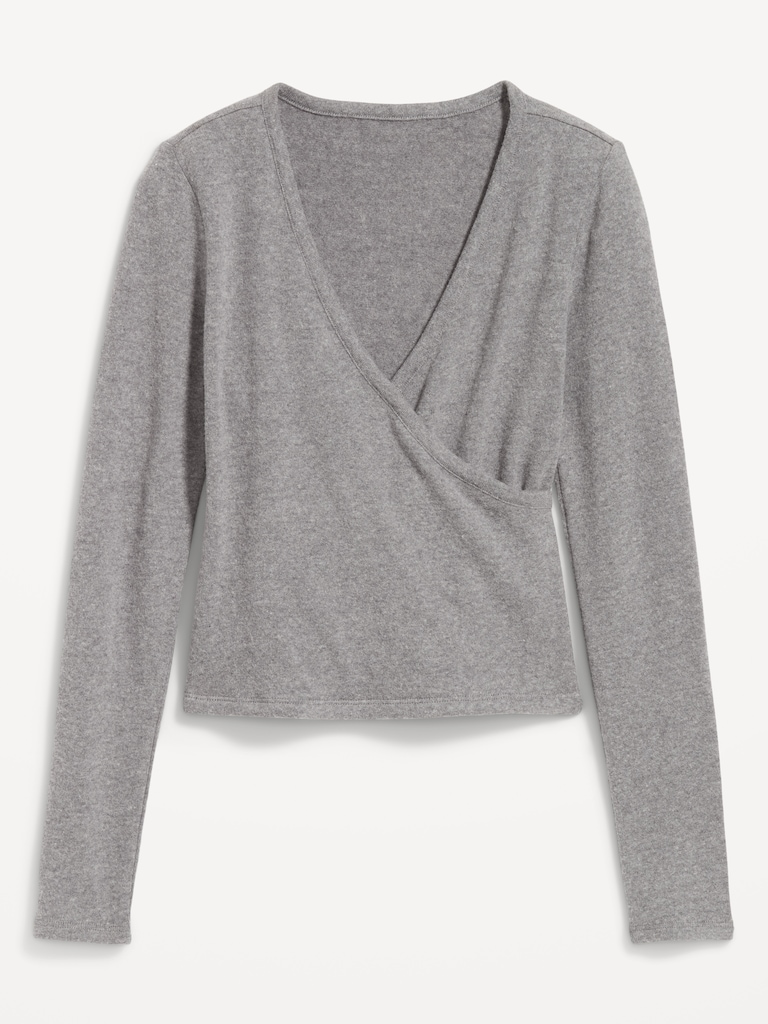 Long-Sleeve Wrap-Front Top