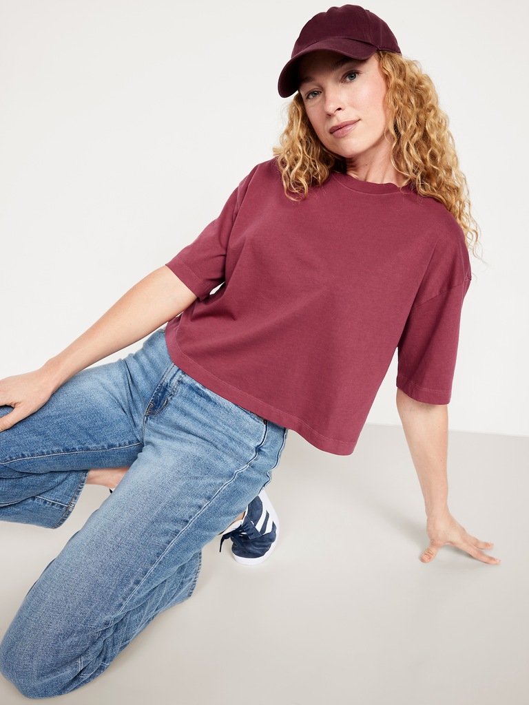 Vintage Crew-Neck Cropped T-Shirt