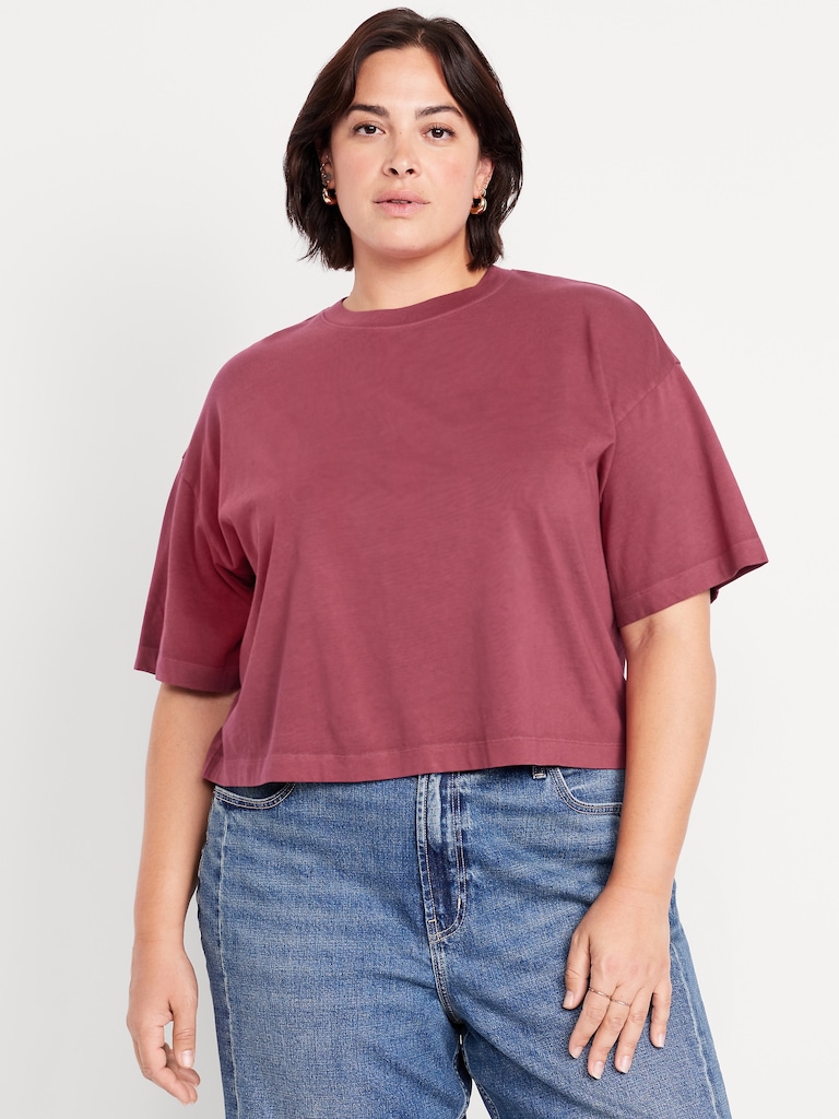 Vintage Crew-Neck Cropped T-Shirt