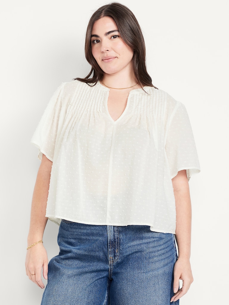 Flutter-Sleeve Swiss Dot Top