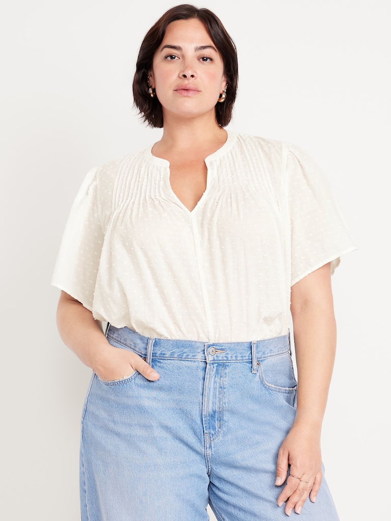 Flutter-Sleeve Swiss Dot Top