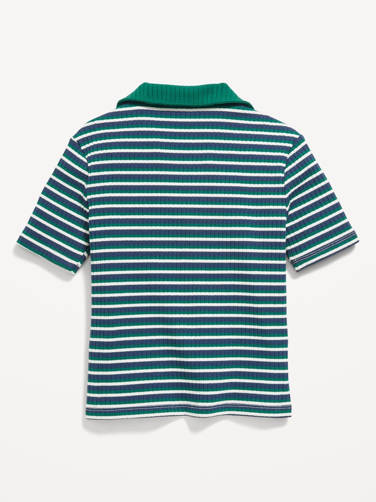 Short-Sleeve Fitted Collared Top for Girls