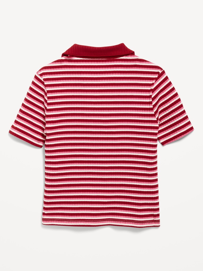 Short-Sleeve Fitted Collared Top for Girls
