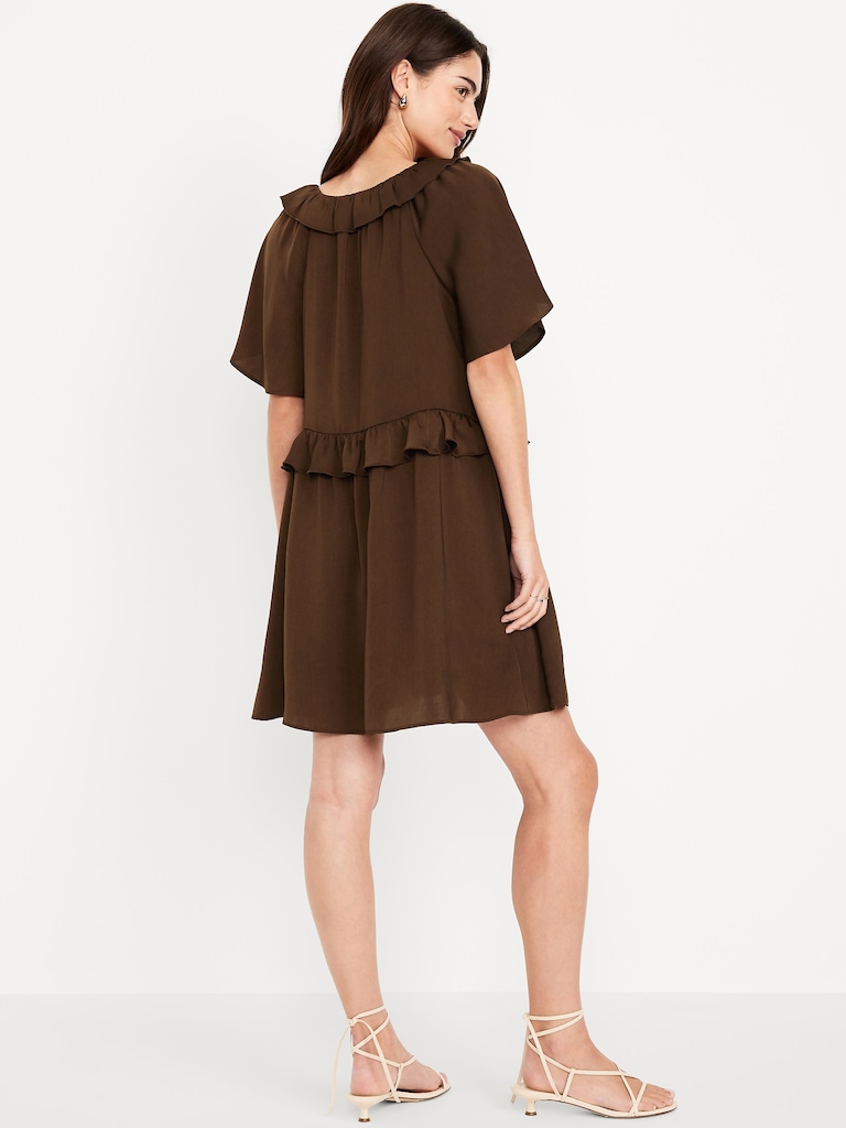 Satin Ruffle Mini Dress