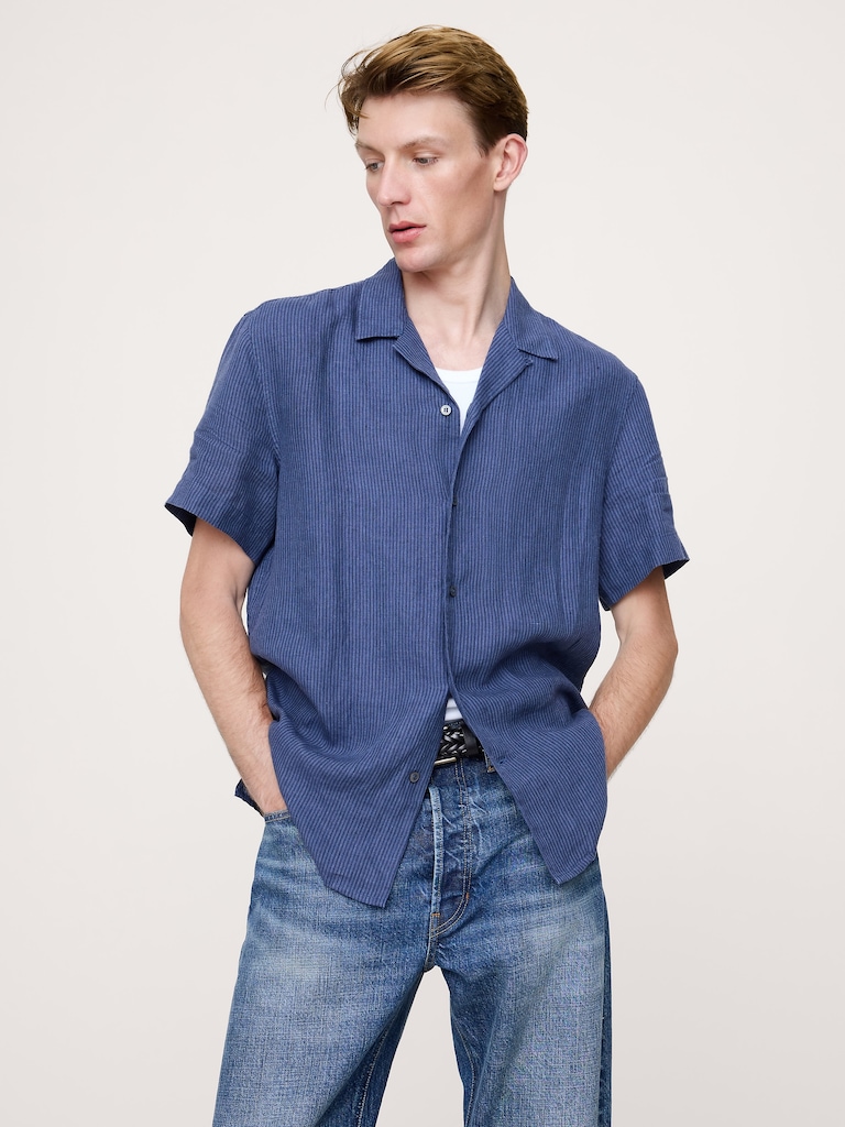 Standard-Fit Linen Resort Shirt