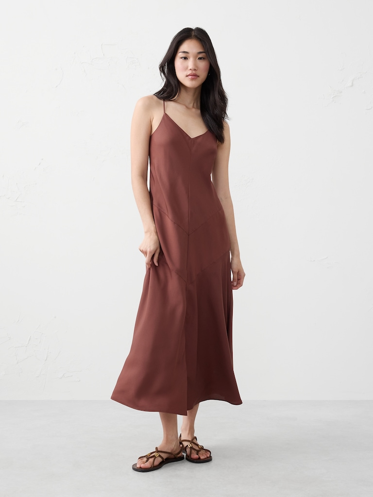 Strappy V-Panel Midi Dress