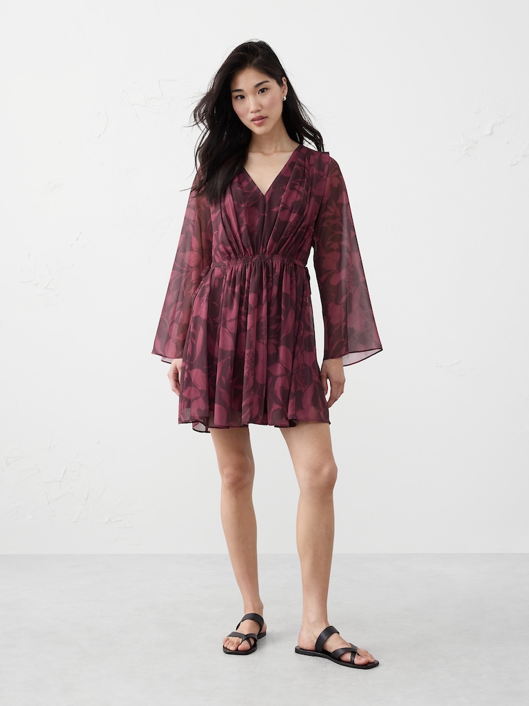 Chiffon Side-Tie Mini Dress