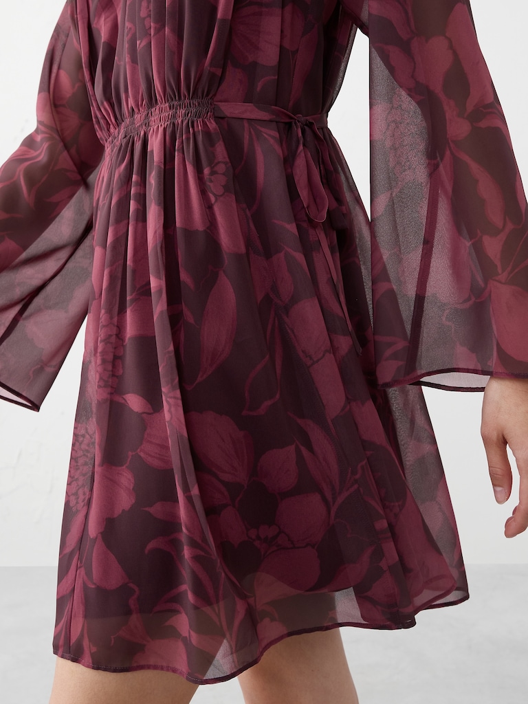 Chiffon Side-Tie Mini Dress