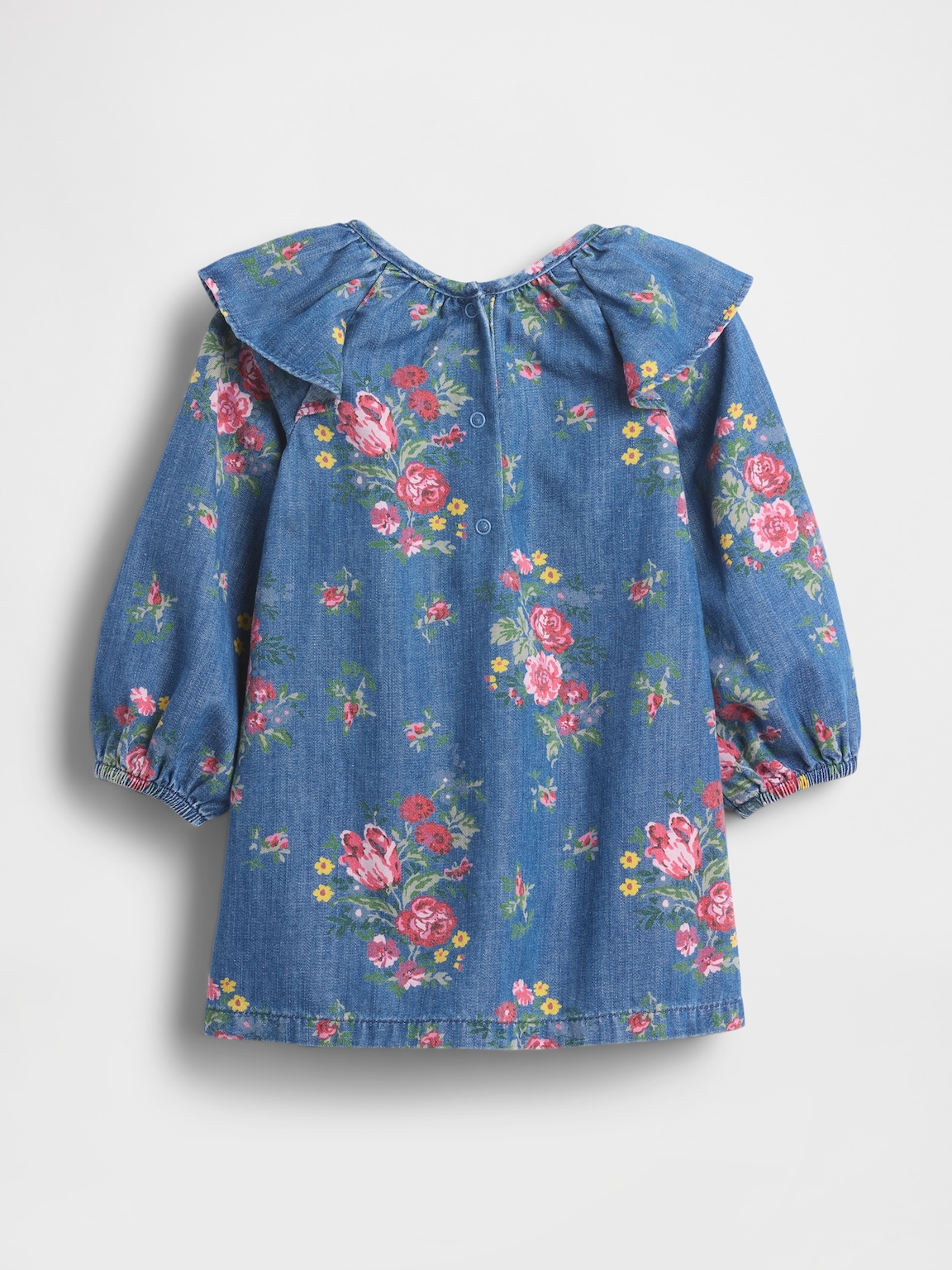 Baby Denim Ruffle Shoulder Dress