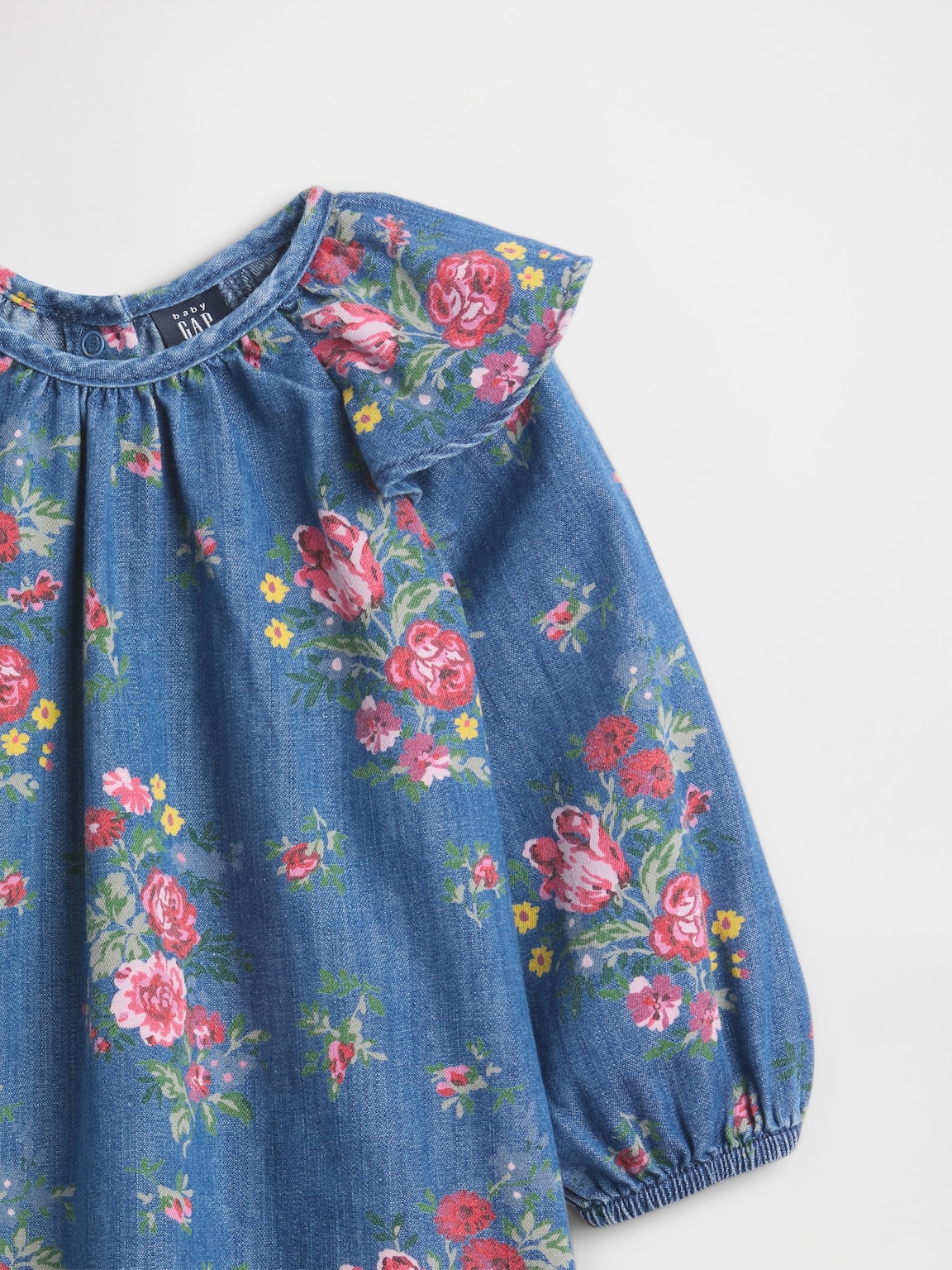 Baby Denim Ruffle Shoulder Dress