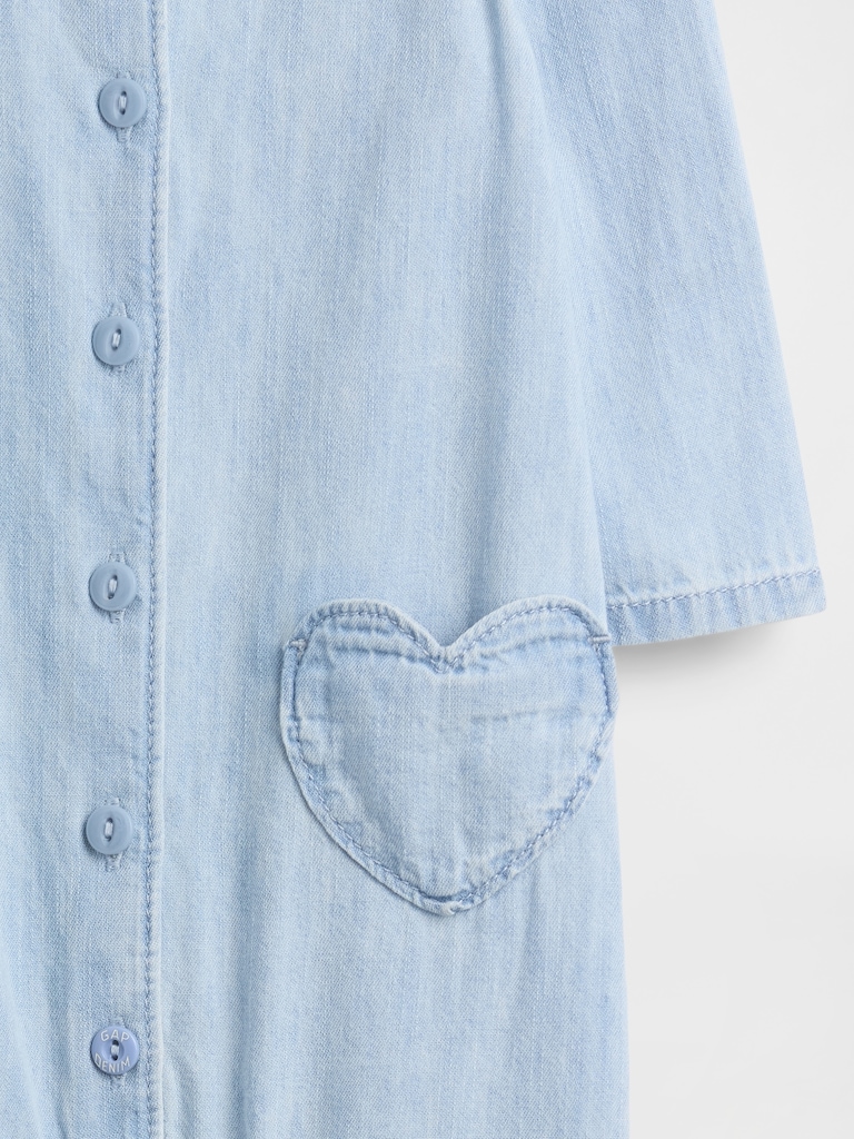Baby Denim Heart Pocket One-Piece