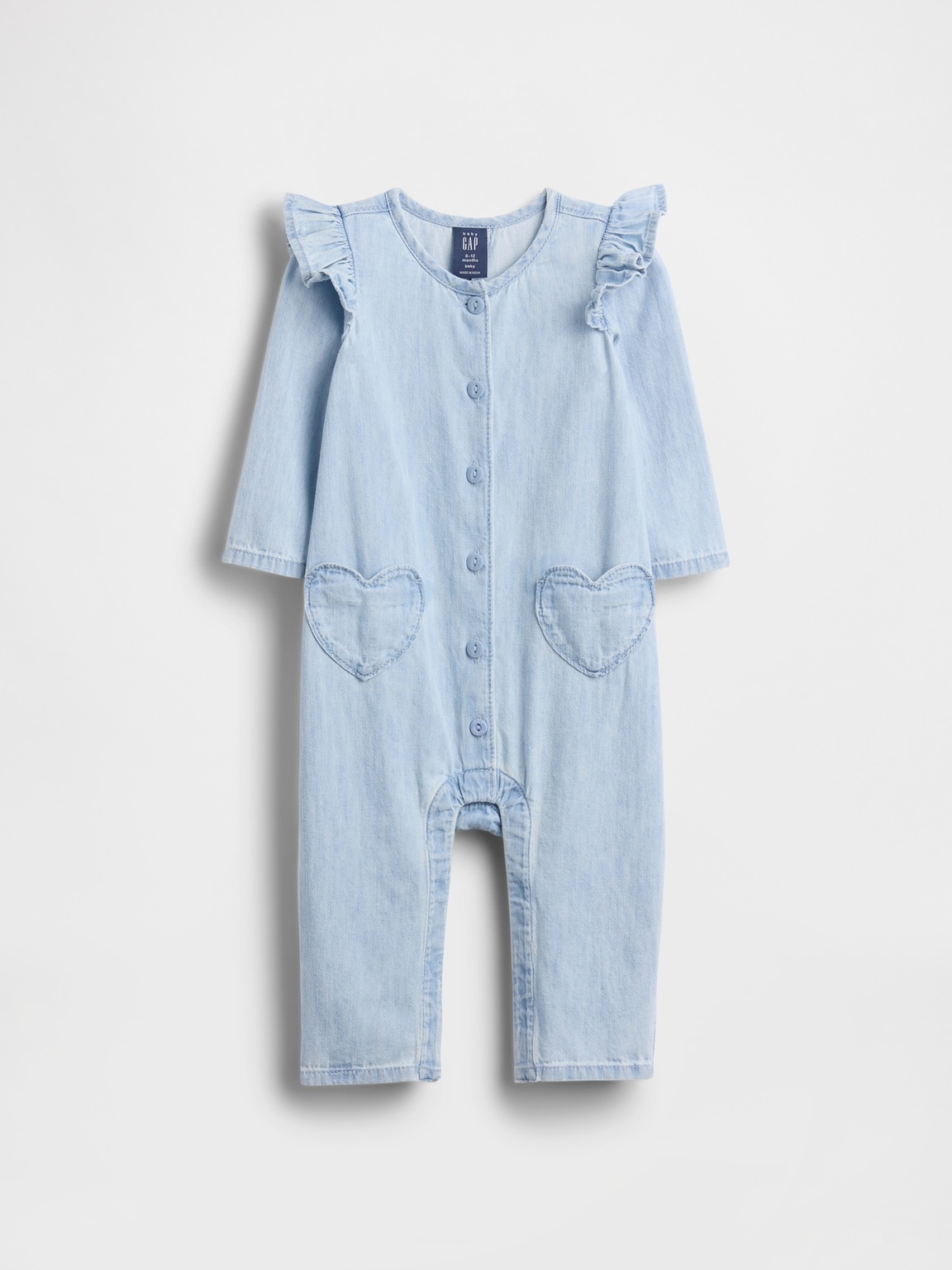 Baby Denim Heart Pocket One-Piece