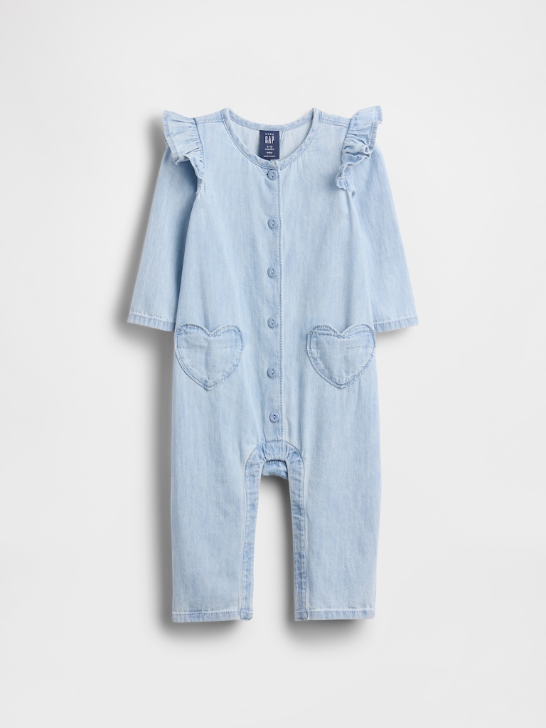 Baby Denim Heart Pocket One-Piece
