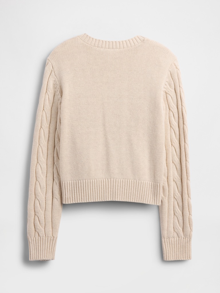 Kids Relaxed Cable-Knit Crewneck Cardigan