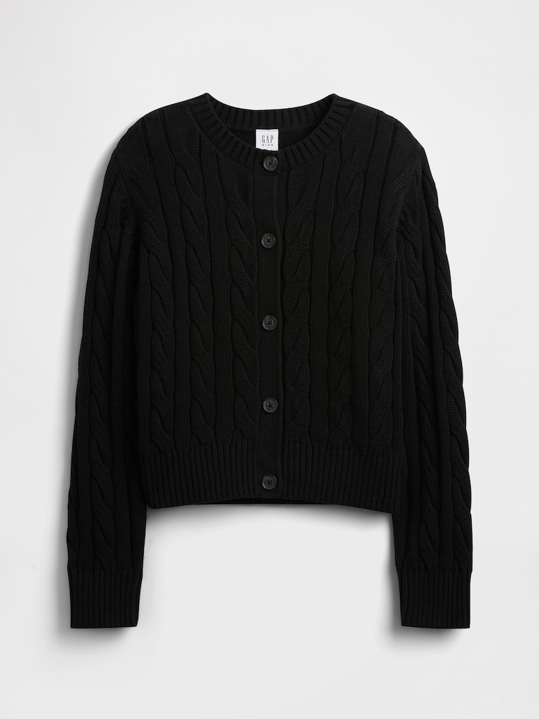 Kids Relaxed Cable-Knit Crewneck Cardigan