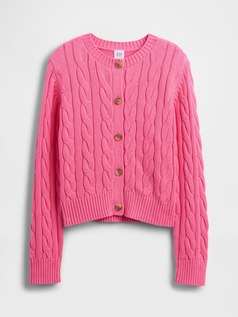 Kids Relaxed Cable-Knit Crewneck Cardigan