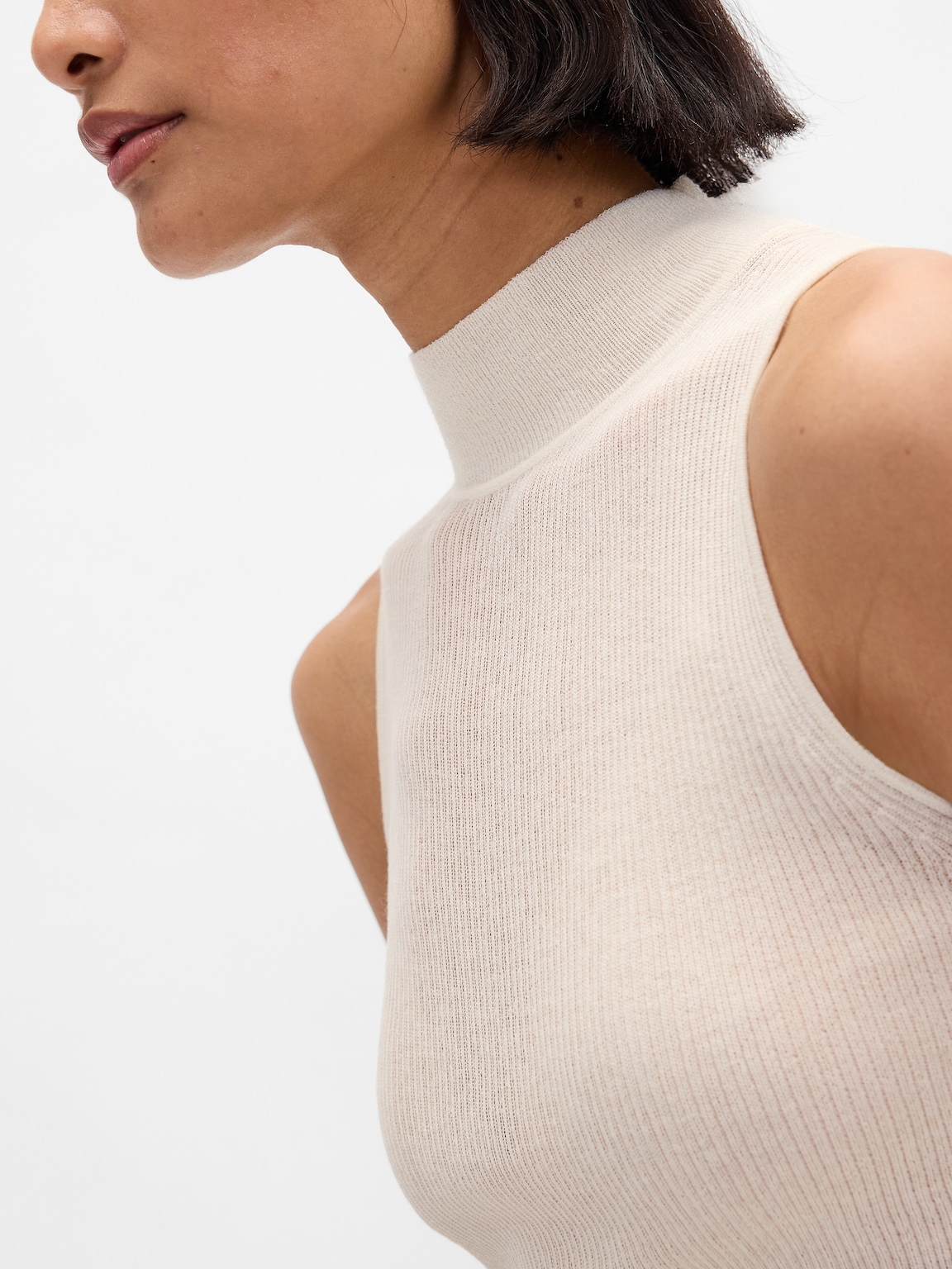 Sheer Rib Mockneck Tank Top