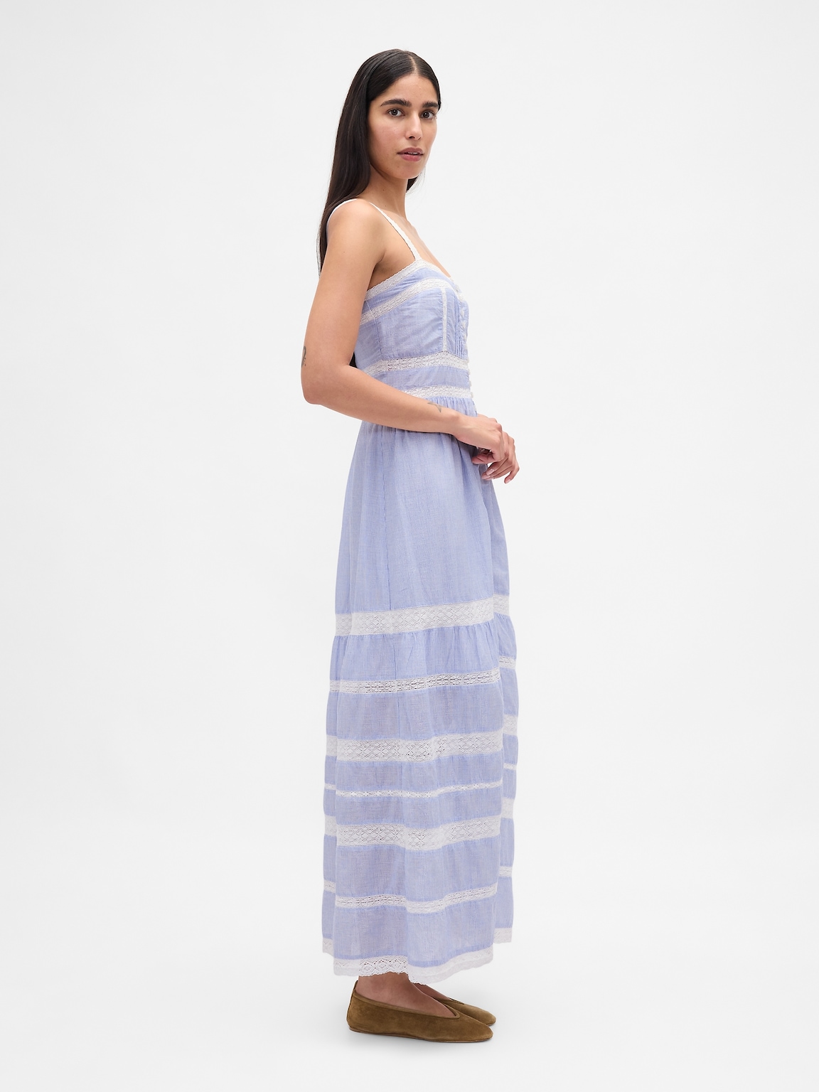 Lace-Trim Maxi Dress