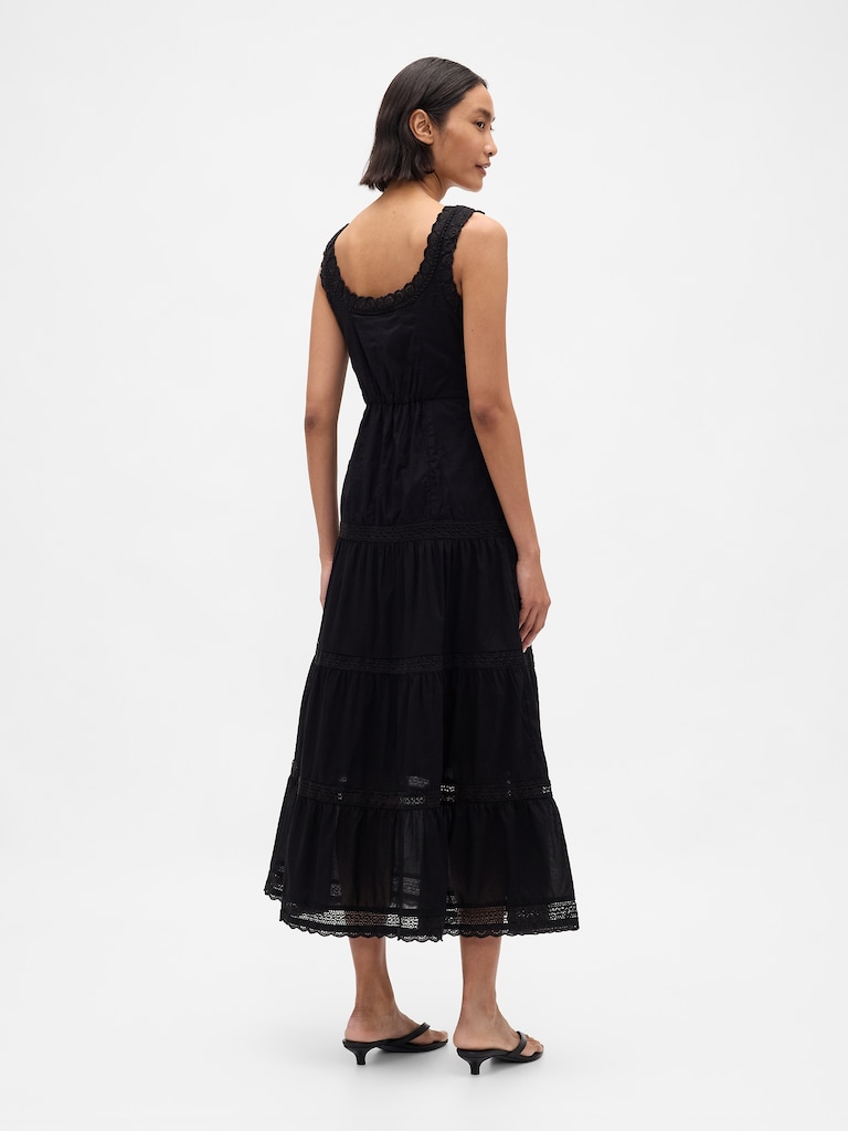 Lace-Trim Tiered Maxi Dress