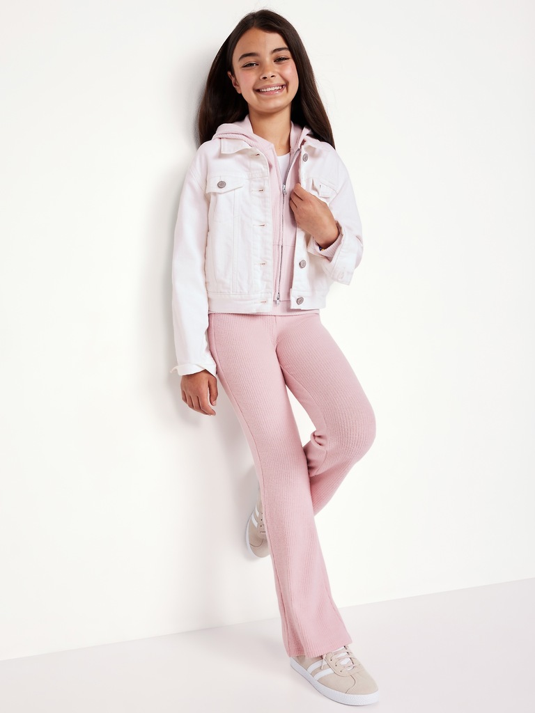CozePlush Zip Hoodie and Flare-Leg Pants Set for Girls