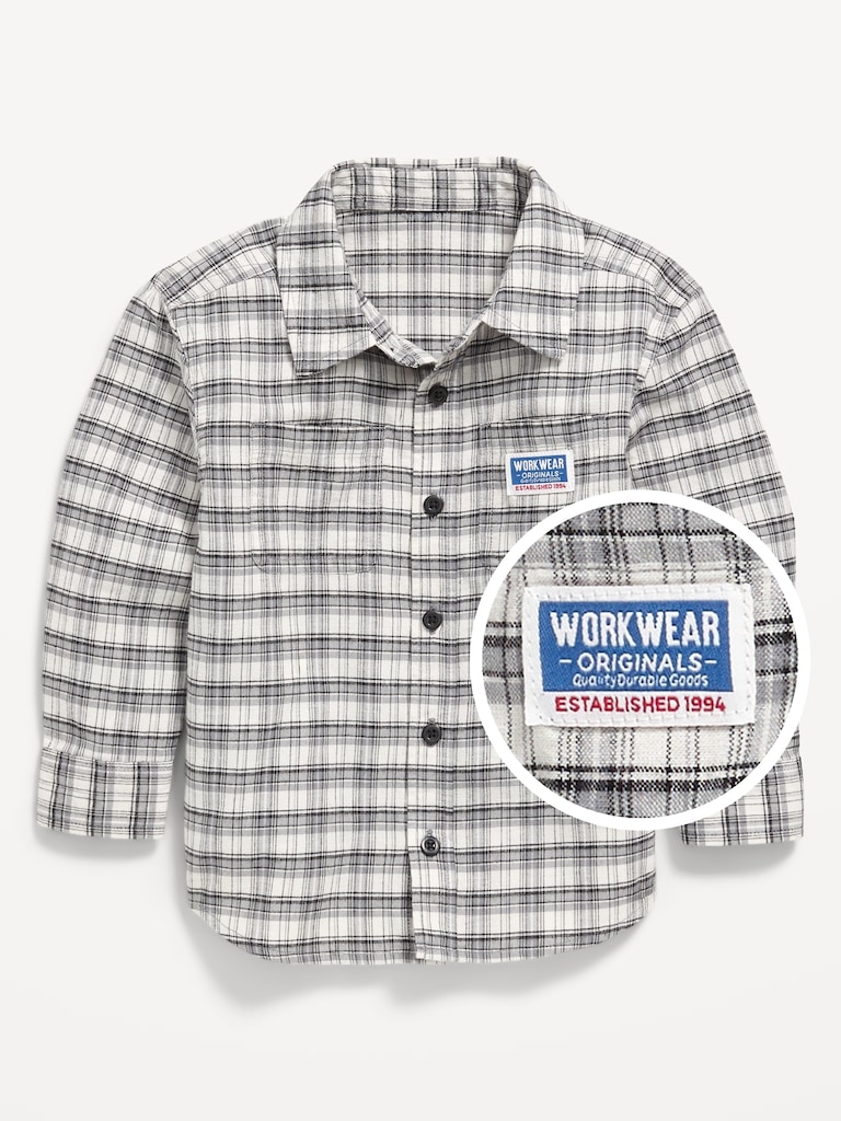 Plaid Flannel Pocket Shirt for Toddler Boys