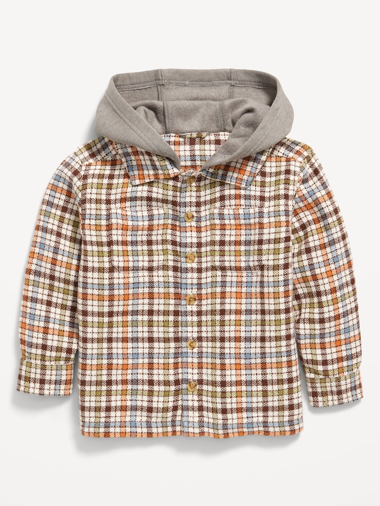 Button-Front Hooded Shirt for Toddler Boys