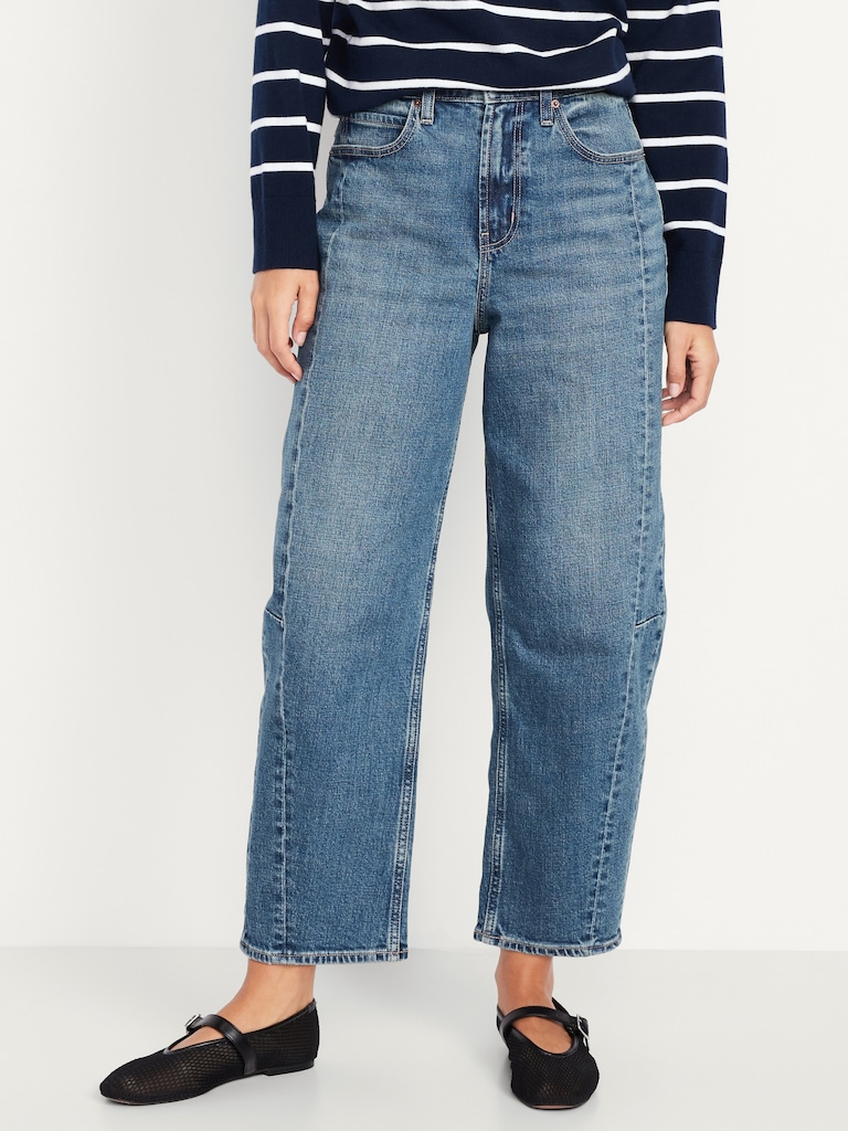 High-Waisted Barrel Ankle Jeans