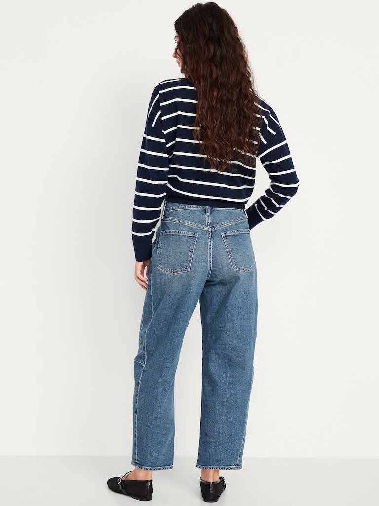 High-Waisted Barrel Ankle Jeans