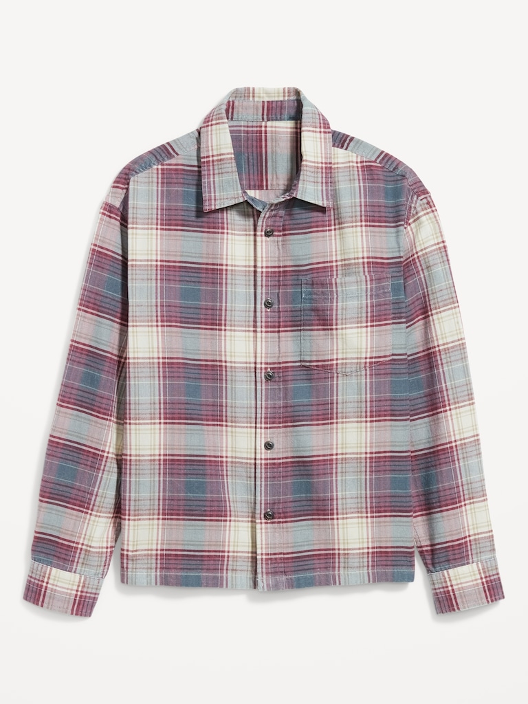 Cropped Plaid Flannel Shirt