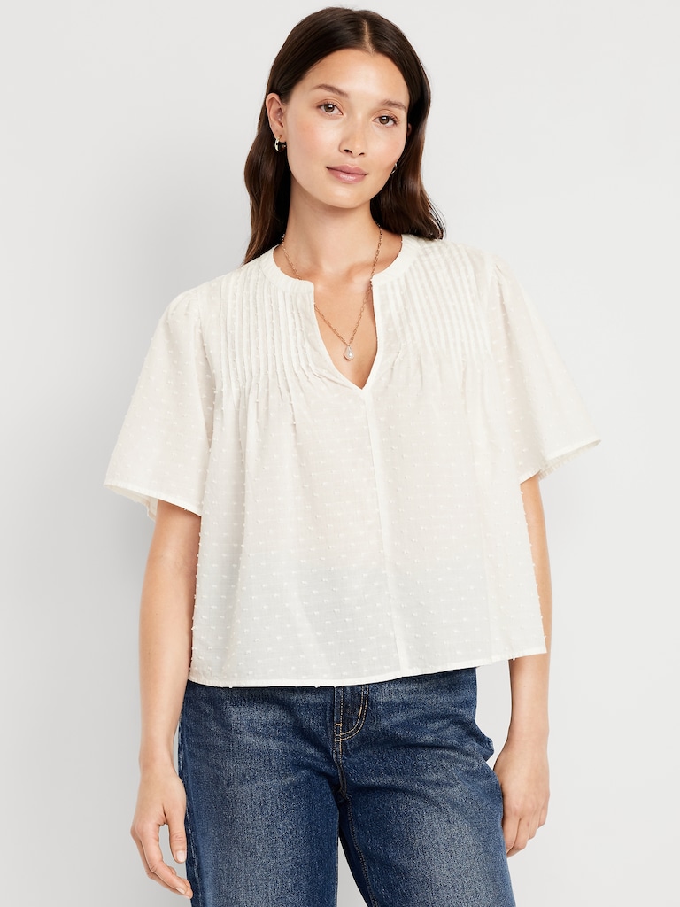 Flutter-Sleeve Swiss Dot Top