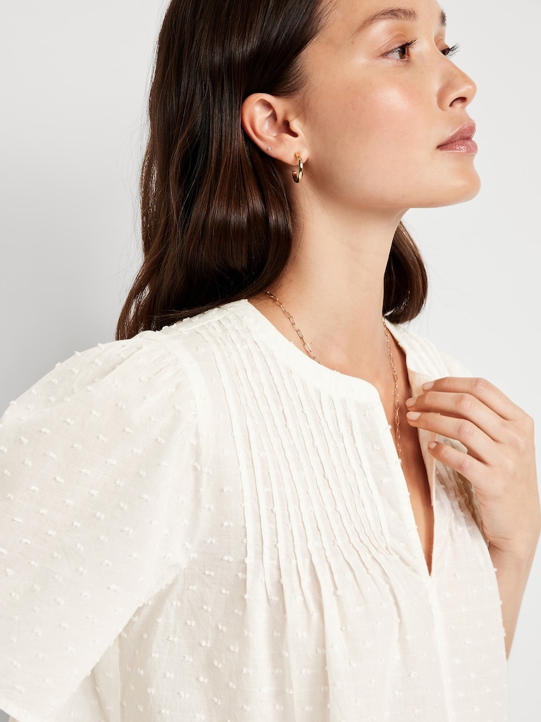 Flutter-Sleeve Swiss Dot Top