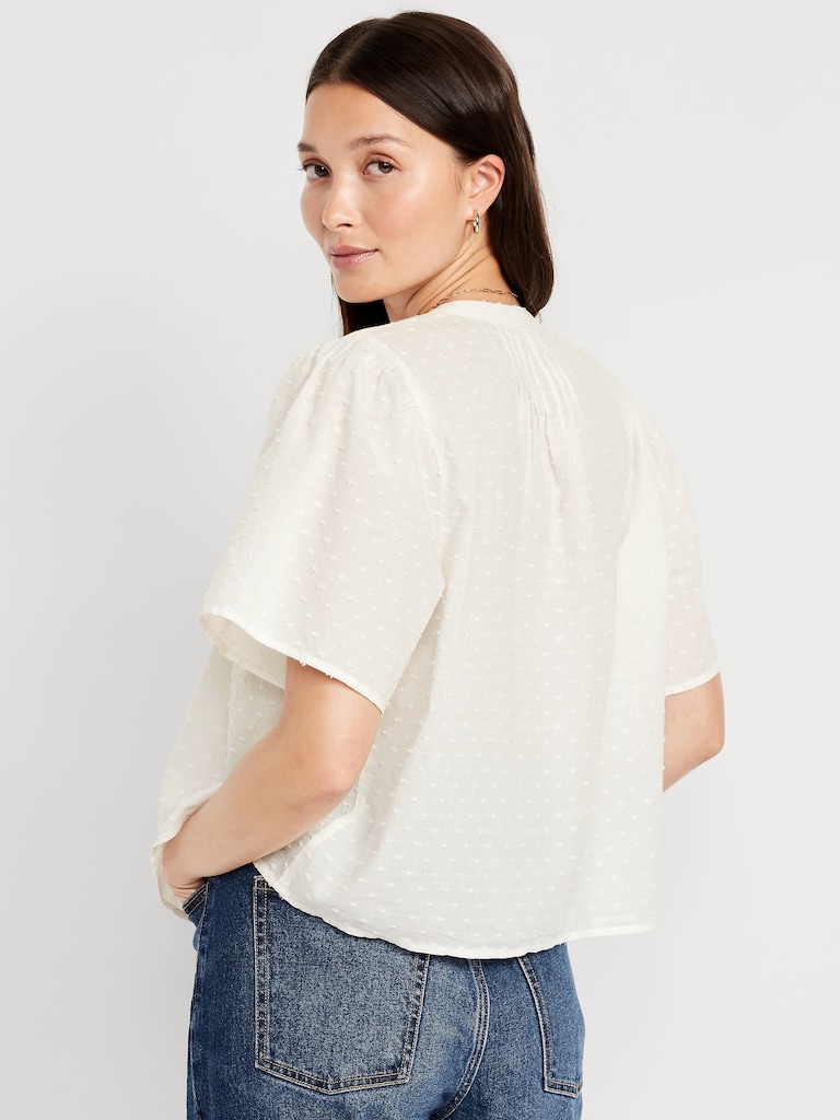 Flutter-Sleeve Swiss Dot Top