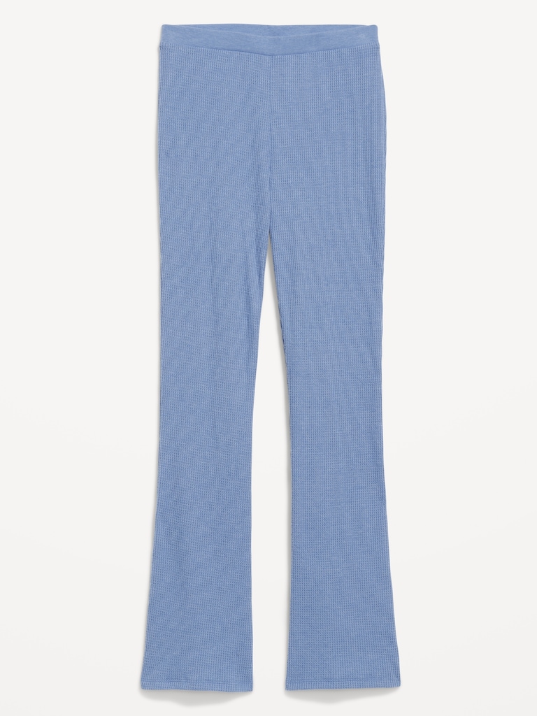 High-Waisted Cozy Waffle Flare Pants
