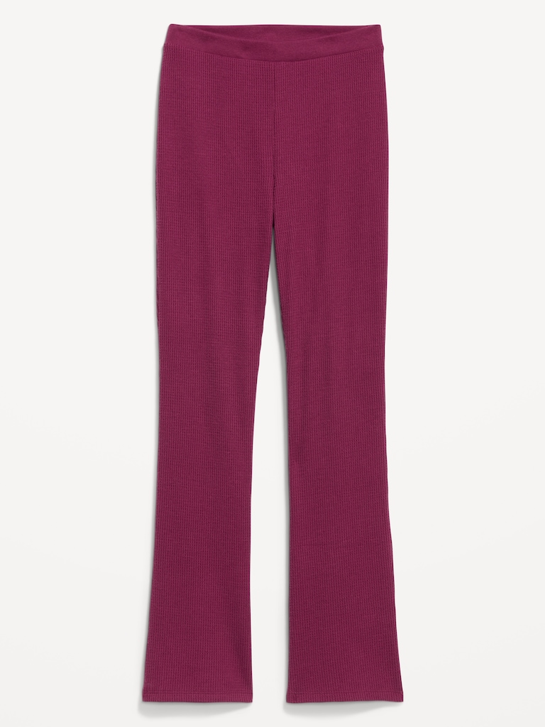 High-Waisted Cozy Waffle Flare Pants