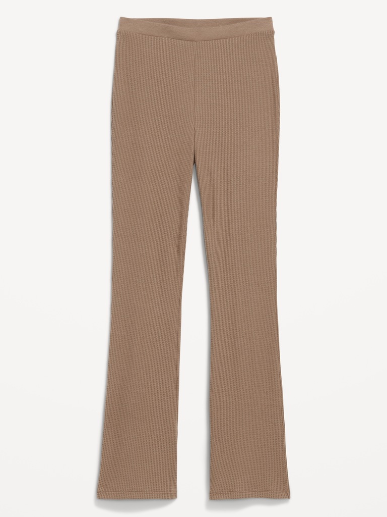 High-Waisted Cozy Waffle Flare Pants