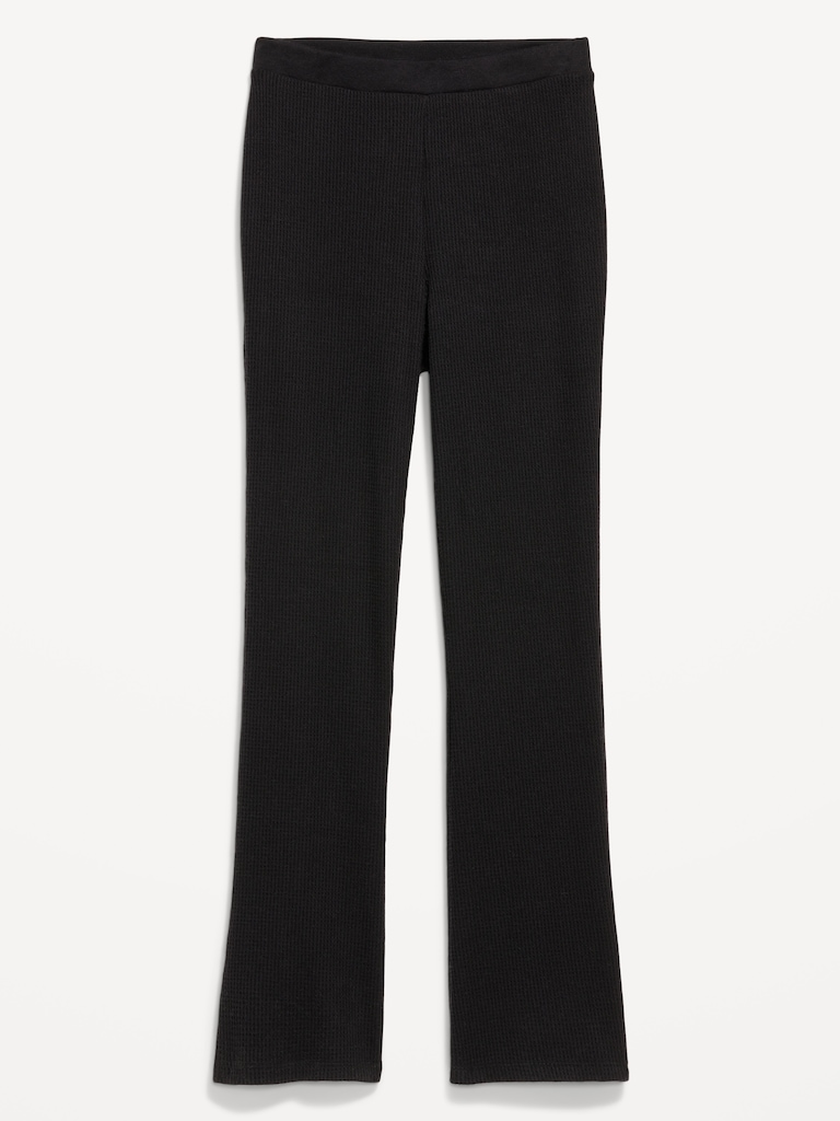 High-Waisted Cozy Waffle Flare Pants