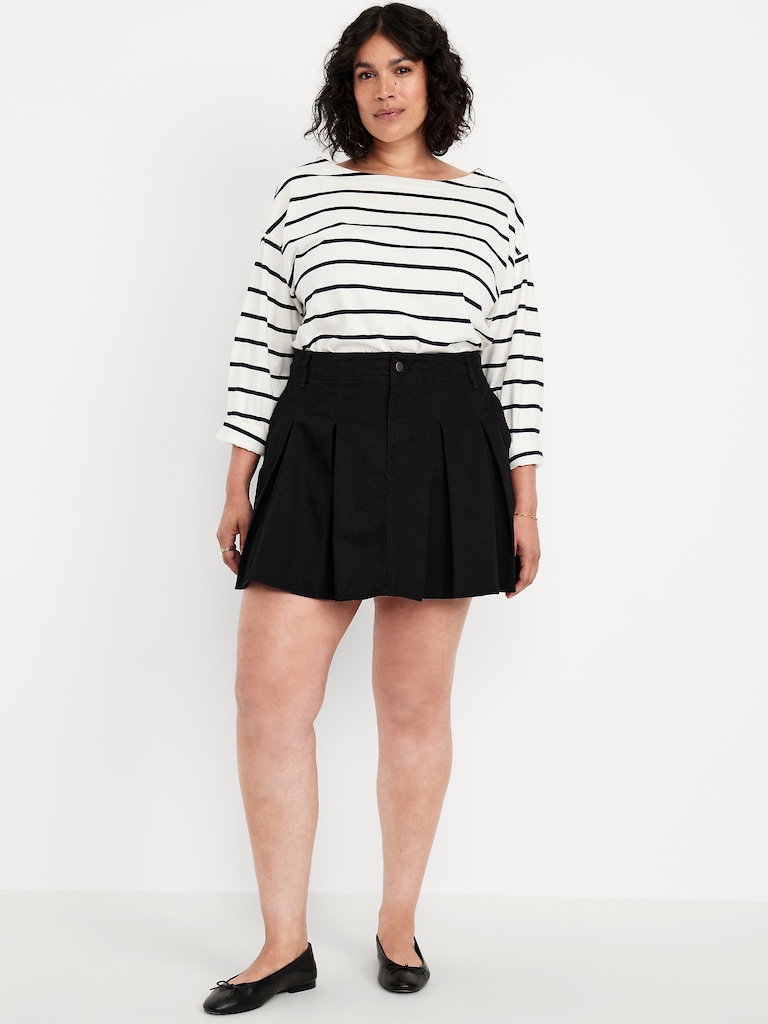 High-Waisted Pleated Mini Skirt