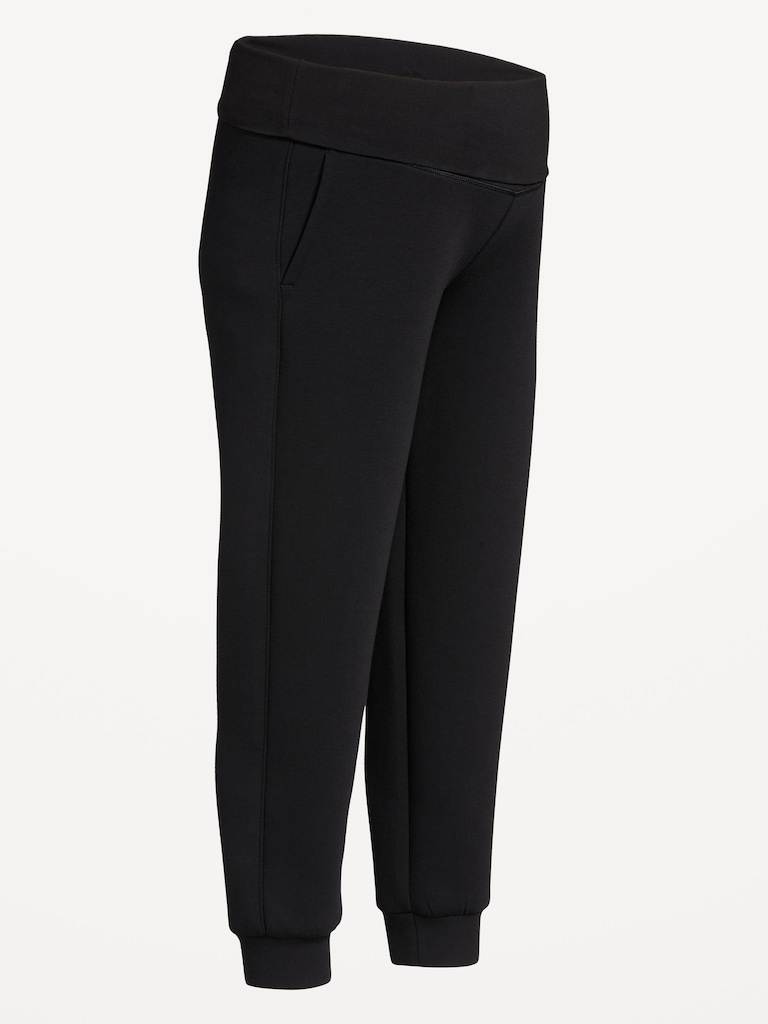 Maternity Bounce Fleece Rollover-Waist Jogger Sweatpants