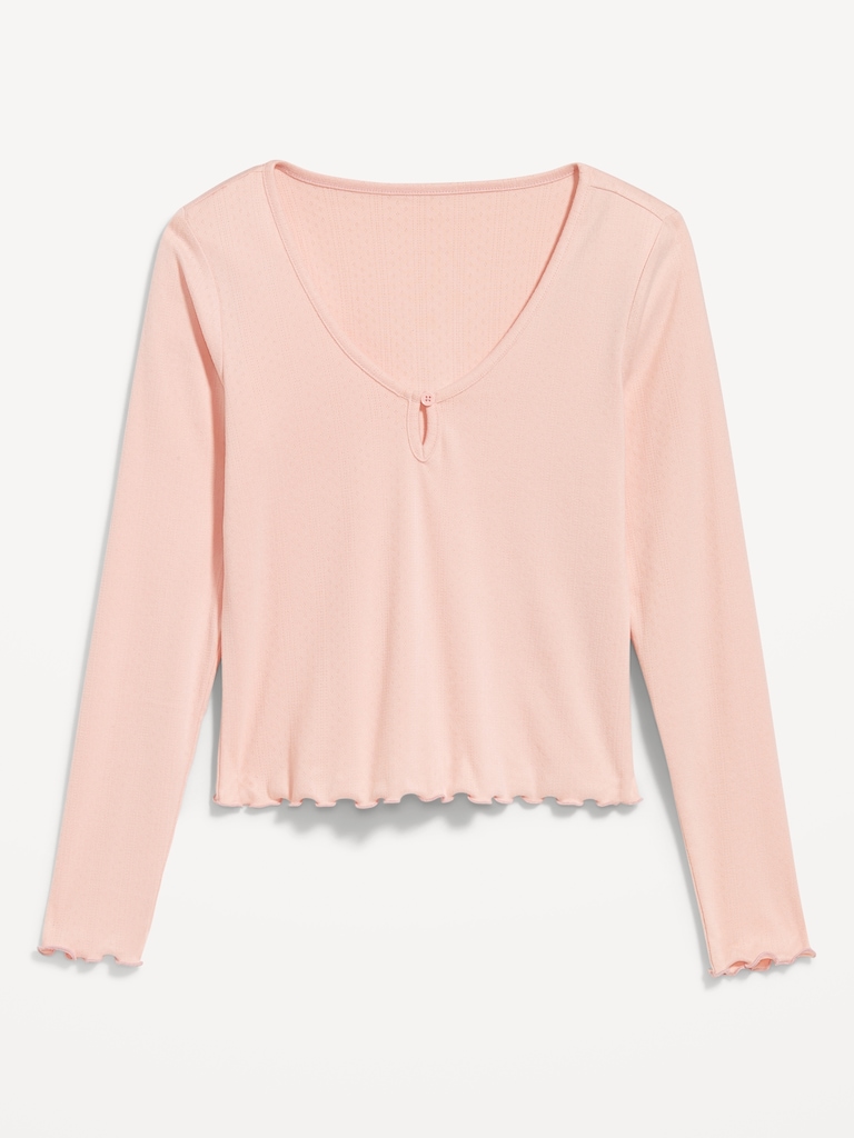 Cozy Lettuce-Edge Pajama Top