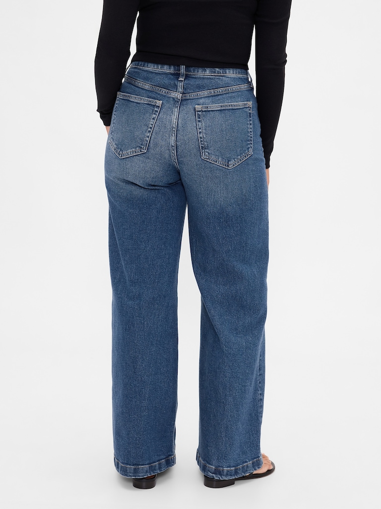 Curvy High Rise Stride Wide-Leg Jeans