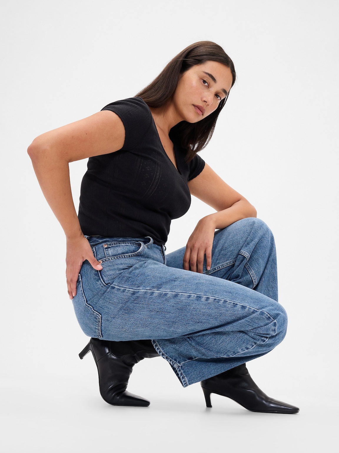 Curvy High Rise Barrel Jeans