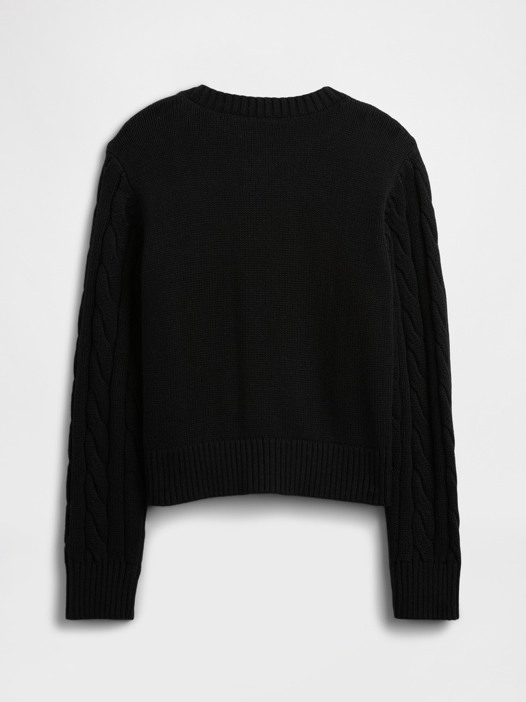 Kids Relaxed Cable-Knit Crewneck Cardigan