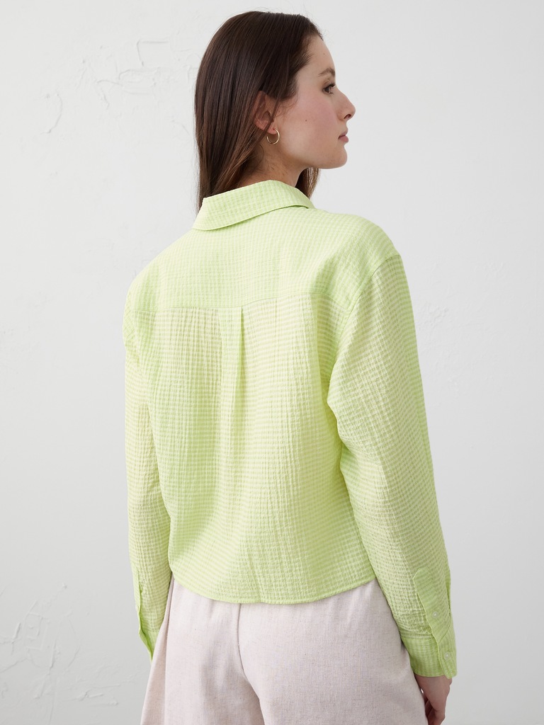 Puckered Cropped Shirt