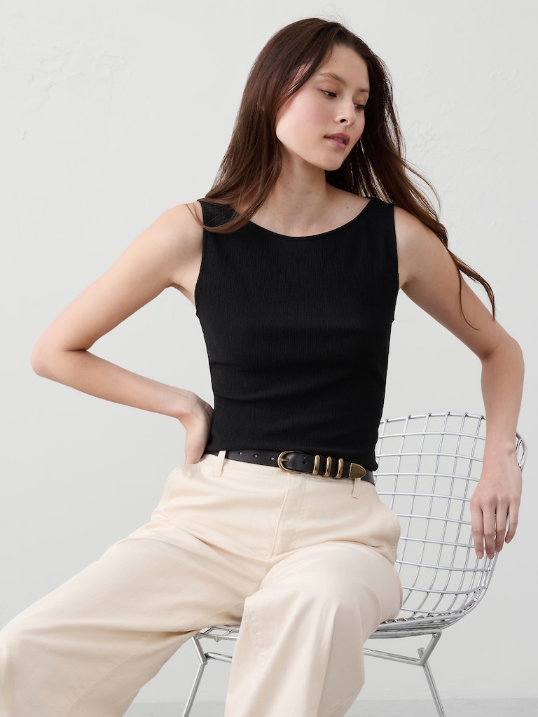 Crinkle Jacquard Top