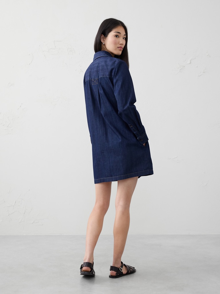 Denim Pocketed Mini Shirtdress