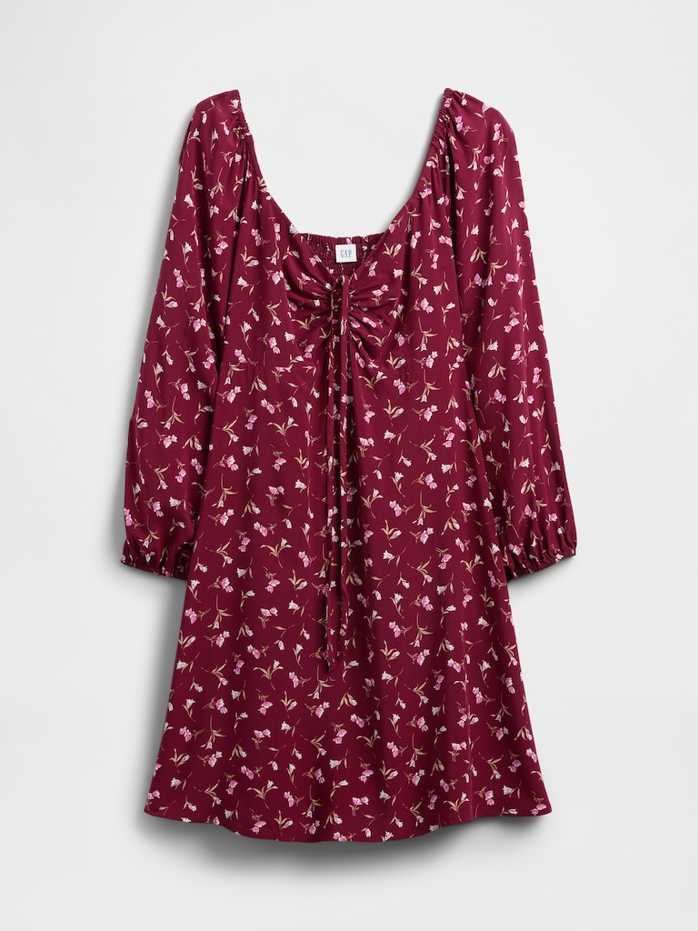 Smocked Print Mini Dress