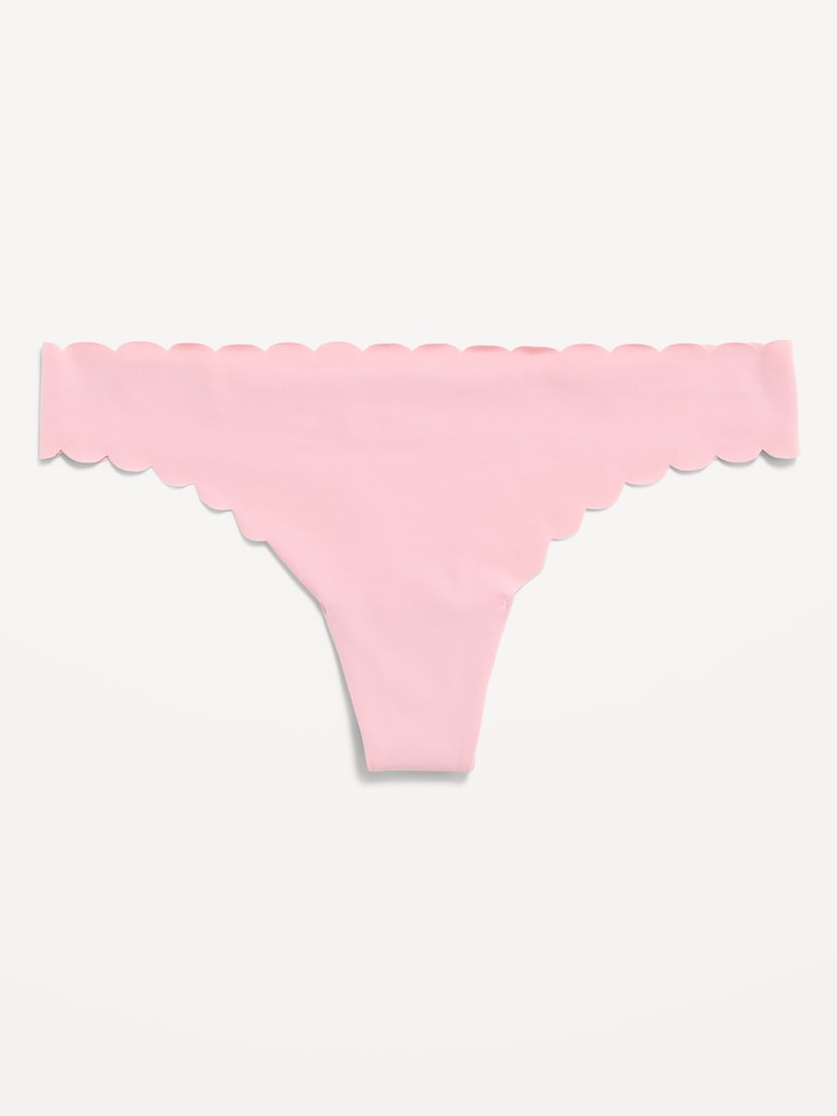 Low-Rise No-Show Scalloped Thong Underwear